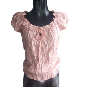 Dynamite Pink Ruffled Short Sleeve Top S